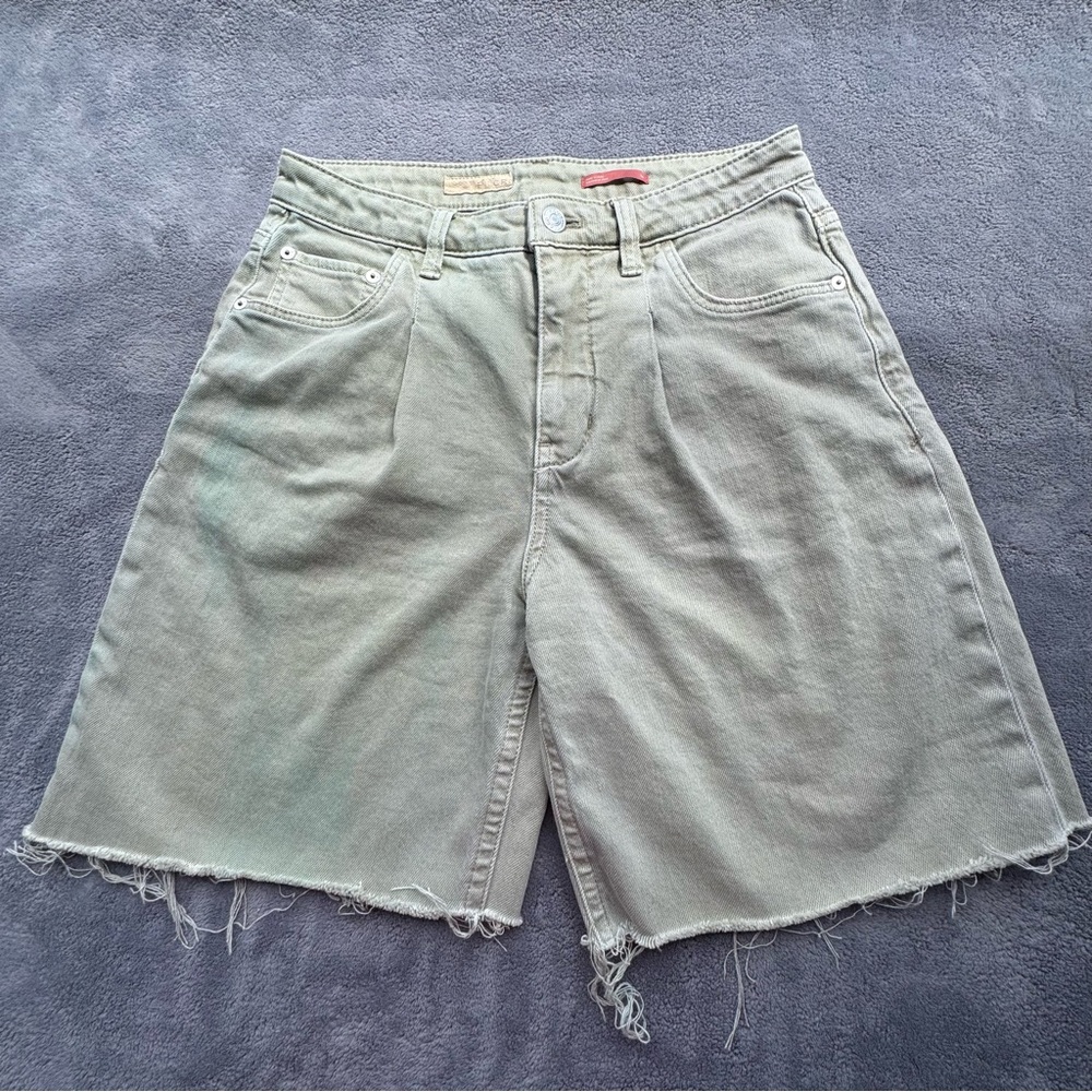 Pilcro Shorts Womens Beige Jean Raw Hem Summer Comfort